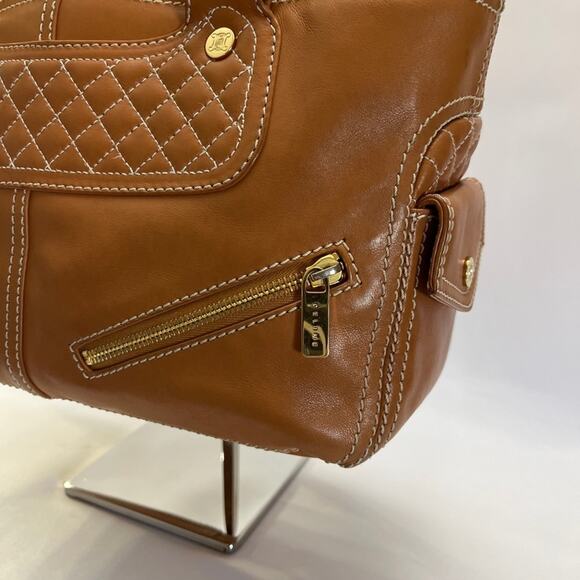 CELINE Boogie Bag Quilted Leather Satchel Caramel Gold Hardware CE00/15 Italy - Picture 2 of 16